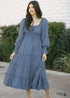 Vestido midi bohemio azul con mangas